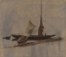 Two Sailing-Boats at the Elbe, 1827. Creator: Johan Christian Dahl