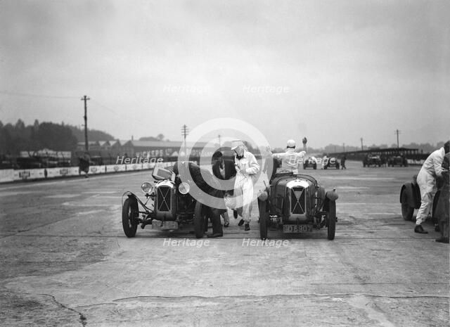 Two Salmson cars at the JCC Members Day, Brooklands, 4 July 1931. Artist: Bill Brunell.