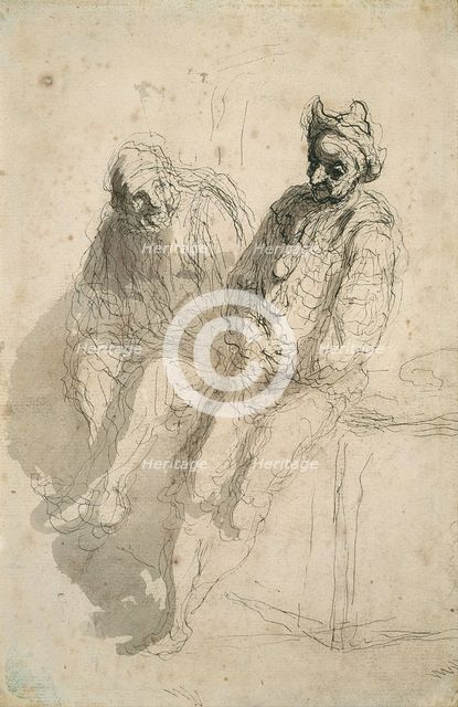 Two Saltimbanques (Deux saltimbanques). Artist: Daumier, Honoré (1808-1879)
