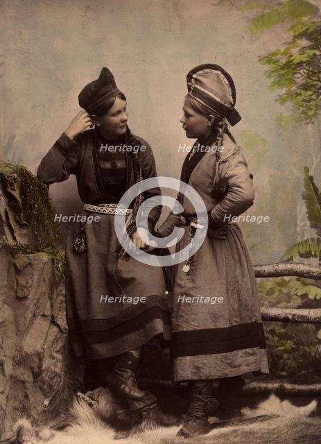 Two Sami women, 1890-1900.  Creator: Helene Edlund.