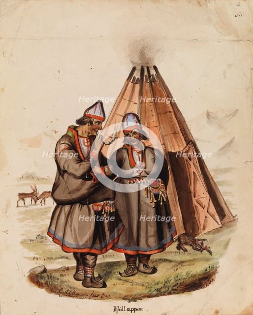 Two Samis, 1849. Creator: Karl Anders Ekman.