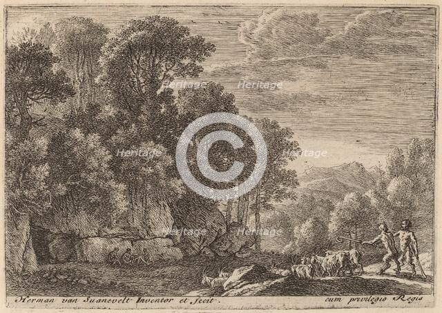 Two Satyrs Tending a Flock of Goats. Creator: Herman van Swanevelt.