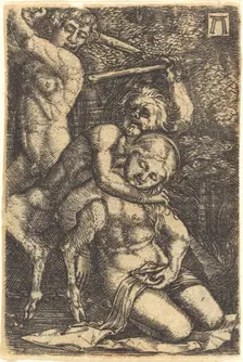 Two Satyrs Fighting about a Nymph, c. 1520/1525. Creator: Albrecht Altdorfer