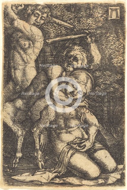 Two Satyrs Fighting about a Nymph, c. 1520/1525. Creator: Albrecht Altdorfer.