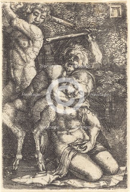 Two Satyrs Fighting about a Nymph, c. 1520/1525. Creator: Albrecht Altdorfer.