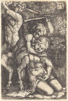 Two Satyrs Fighting about a Nymph, c. 1520/1525. Creator: Albrecht Altdorfer