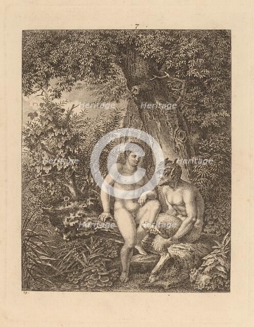 Two Satyrs in a Forest, 1777. Creator: Salomon Gessner.