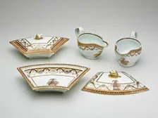 Two Sauceboats and Two Covered Tureens from the "Washington Memorial Service", c. 1800. Creator: Unknown