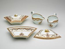 Two Sauceboats and Two Covered Tureens from the "Washington Memorial Service", c. 1800. Creator: Unknown