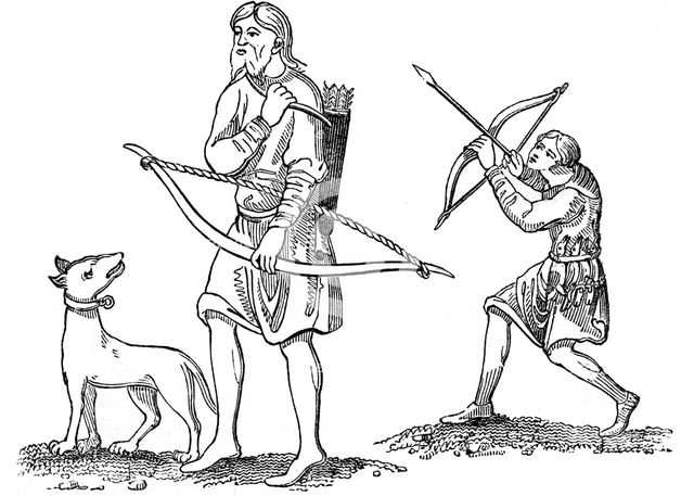 Two Saxon Archers, 8th century, (1833). Artist: Unknown