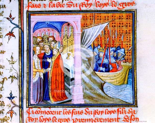 Two scenes from the Chronique de St Denis, late 14th century. Artist: Unknown