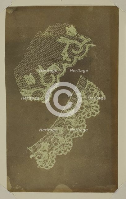 Two Scraps of Lace, c. 1838/42. Creator: William Henry Fox Talbot.