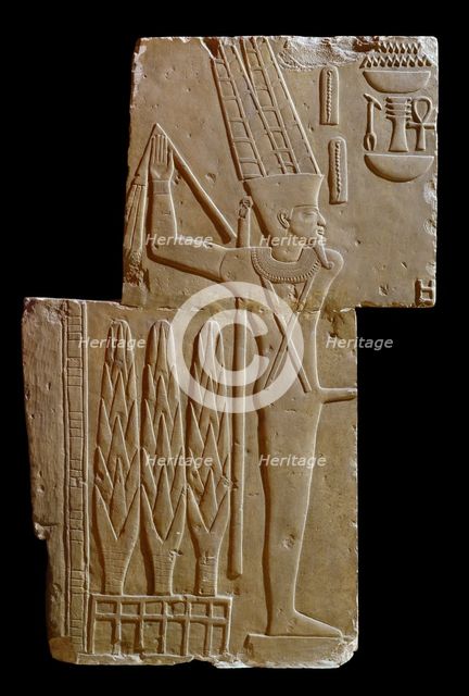 Two sculptured blocks showing Min, XVIIth Dynasty (c1630 BC-c1540 BC). Artist: Unknown.
