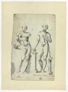 Two Sculptures: Antinous in Vatican Gardens and Nisaus Bacchus in the Farnese Palace, n.d. Creator: Unknown