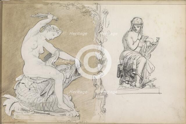 Two sculptures of naked women, 1863. Creator: Isaac Gosschalk.