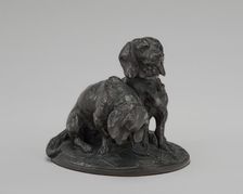 Two Seated Basset Hounds, model 1853. Creator: Emmanuel Fremiet