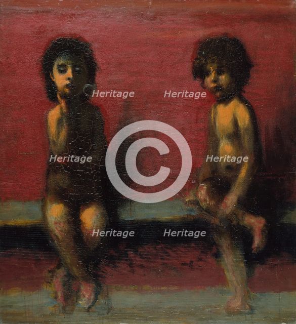 Two Seated Children, 1885-1887. Creator: Arnold Bocklin.