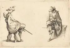 Two Seated Figures, c. 1617. Creator: Jacques Callot