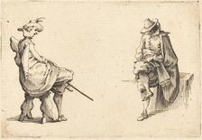 Two Seated Figures, c. 1617. Creator: Jacques Callot