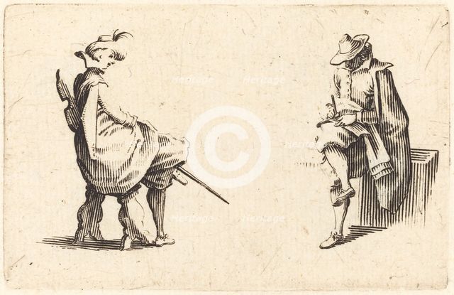 Two Seated Figures, c. 1622. Creator: Jacques Callot.