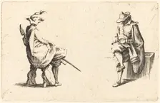 Two Seated Figures, c. 1622. Creator: Jacques Callot