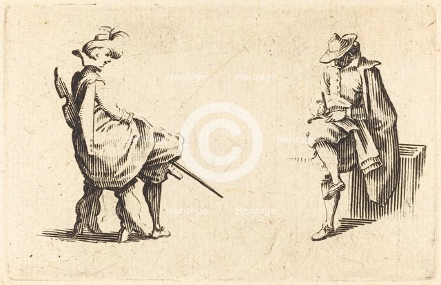 Two Seated Figures, c. 1622. Creator: Jacques Callot.