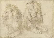 Two seated lions, 1521. Artist: Dürer, Albrecht (1471-1528)