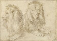 Two seated lions, 1521. Artist: Dürer, Albrecht (1471-1528)
