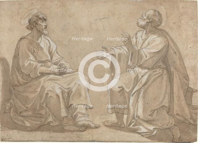 Two Seated Saints, 17th century. Creator: Unknown.