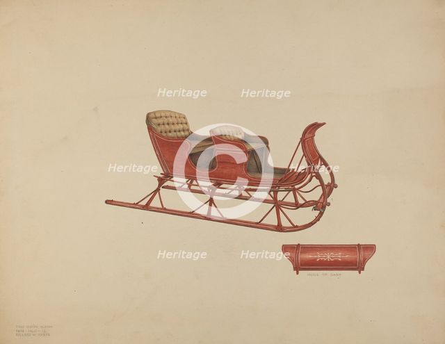 Two Seated Sleigh, c. 1939. Creator: Rolland Ayres.
