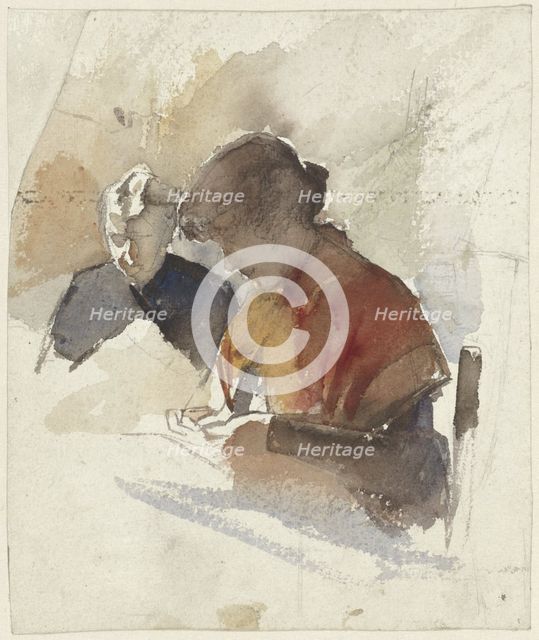 Two sewing women, 1865-1930. Creator: Jac van Looij.