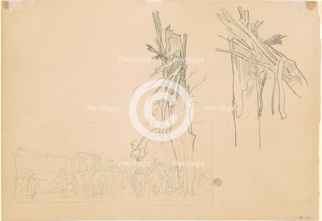 Two Shattered Trees; and Study for "The Road" [verso], 1918. Creator: John Singer Sargent.