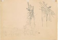Two Shattered Trees; and Study for "The Road" [verso], 1918. Creator: John Singer Sargent