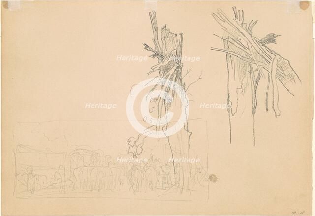 Two Shattered Trees; and Study for "The Road" [verso], 1918. Creator: John Singer Sargent.
