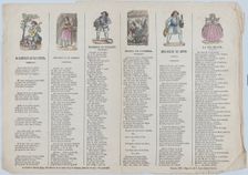 Two sheets (printed as one) with verses in Valencian for masquerades, 1867. Creator: Wife and son of Rafael Mariana