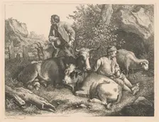 Two Shepherds with a Cow and Calf, after 1776. Creator: Francesco Londonio