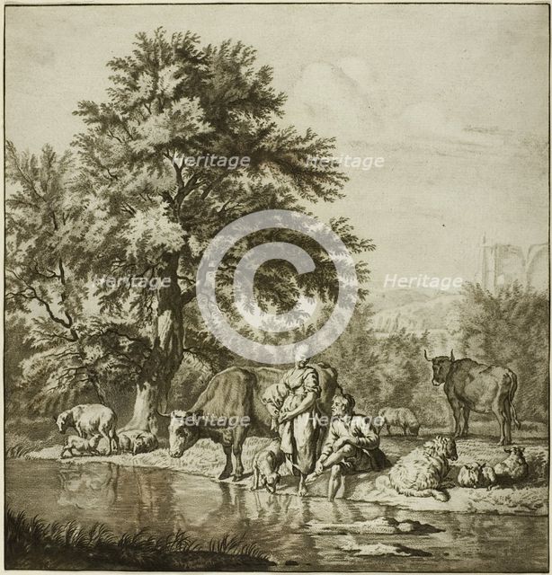 Two Shepherds with Cattle, n.d. Creator: Cornelis Ploos van Amstel.