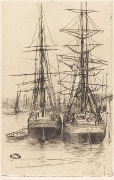 Two Ships, 1875. Creator: James Abbott McNeill Whistler