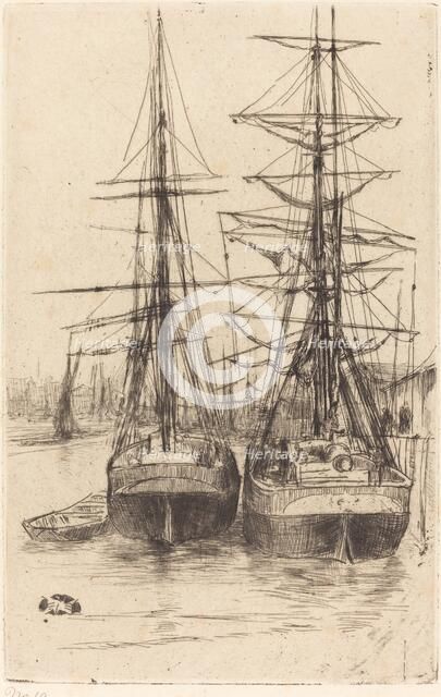 Two Ships, 1875. Creator: James Abbott McNeill Whistler.