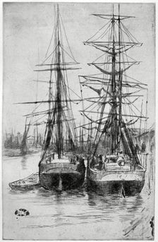 Two Ships 19th century (1904).Artist: James Abbott McNeill Whistler