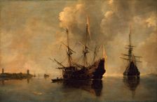 Two Ships at Anchor, 1640. Creator: Andries van Eertvelt