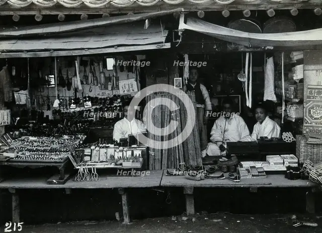 Two shops or market stalls, in Korea, c1900. Creator: Unknown.