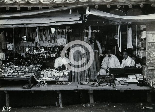 Two shops or market stalls, in Korea, c1900. Creator: Unknown.