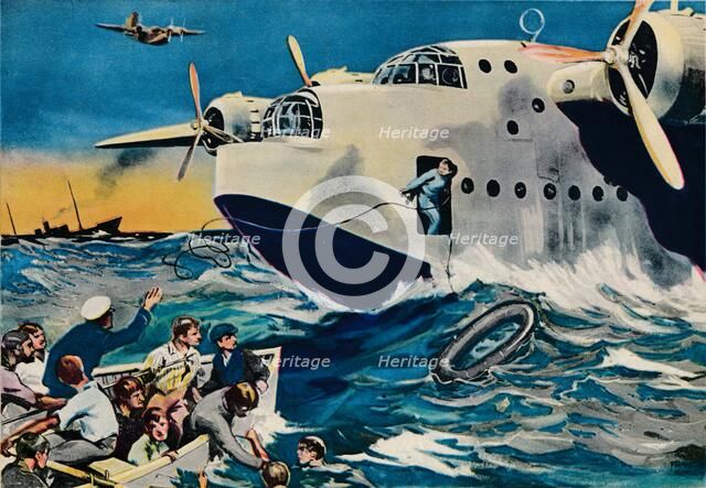 Two Short Sunderlands rescuing crew, 1940.