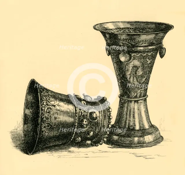 Two silver cups, 17th century?, (1881).  Creator: R I Stevenson.