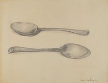 Two Silver Soup Spoons, c. 1936. Creator: Charles Garjian