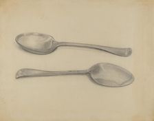 Two Silver Soup Spoons, c. 1936. Creator: Nicholas Zupa