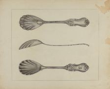 Two Silver Sugar Spoons, c. 1936. Creator: Anthony Zuccarello