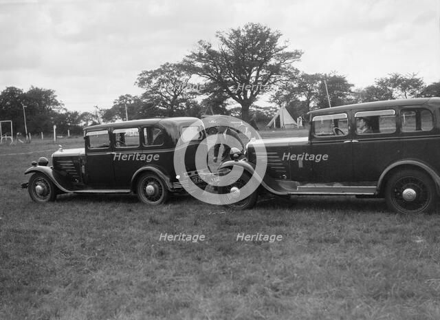 Two Singer Super Sixes at the Bugatti Owners Club gymkhana, 5 July 1931. Artist: Bill Brunell.