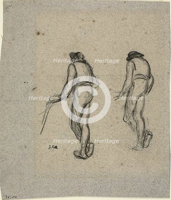 Two Sketches of a Peasant, seen from Behind, 1850/1852. Creator: Jean Francois Millet.